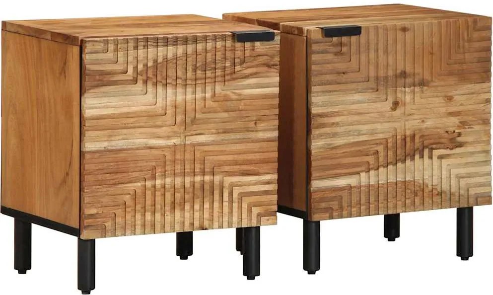 vidaXL 2 db tömör akácfa éjjeliszekrény 40 x 33 x 46 cm