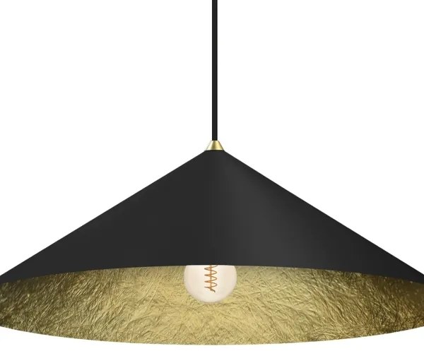 Csillár zsinóron FUJI 1xE27/60W/230V átm. 70 cm fekete/arany