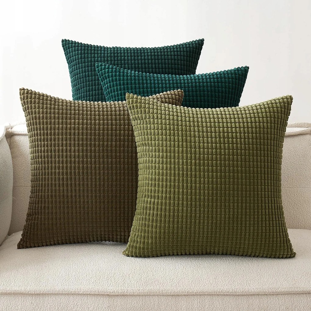 Dekoratív párnahuzat 50 x 50 cm 4 db-os szett Emema zöld árnyalatok