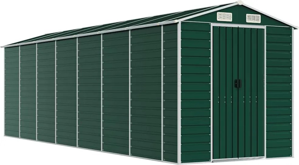 vidaXL zöld horganyzott acél kerti fészer 191 x 640 x 198 cm