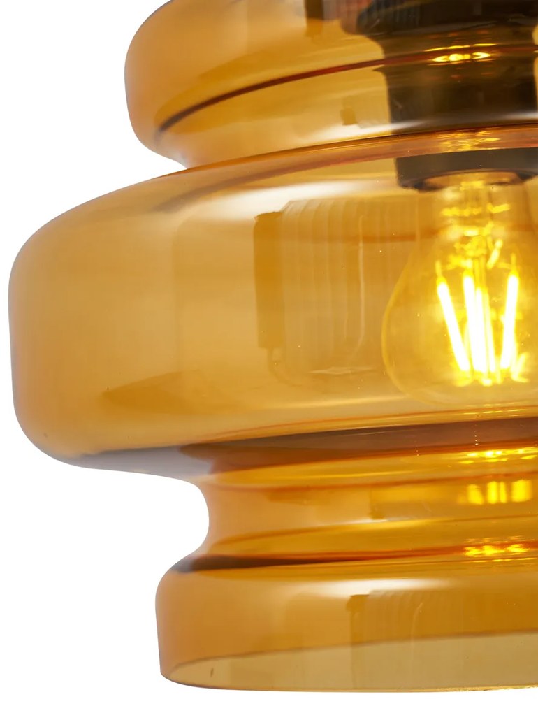 Retro függőlámpa fekete színben, narancssárga üveggel - Denise