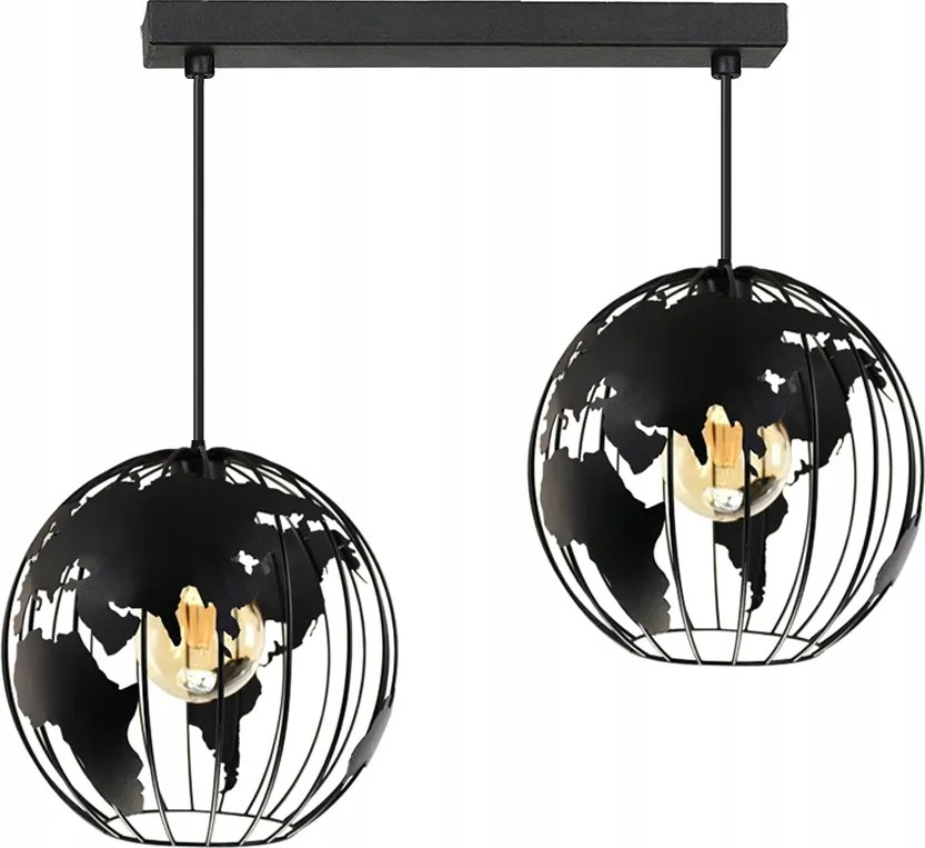 Csillár Függőlámpa Globus 2 Fekete Led