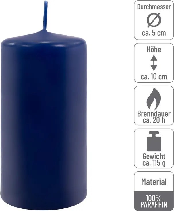 Oszlopos gyertya készlet 10 cm Ø 5 cm  16 db kék