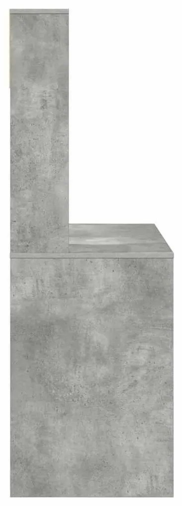 Asztal polcokkal Beton szürke 91 x 50 x 149 cm Faanyag