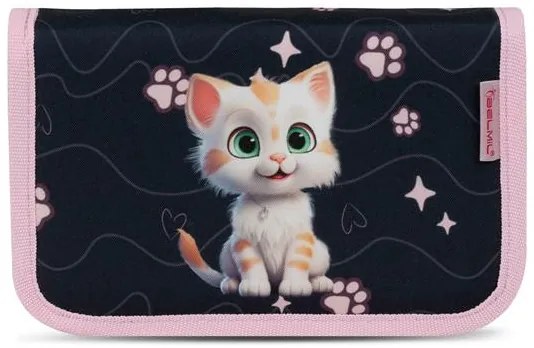 Tolltartó, klapnis, cipzáras, BELMIL Cute Kitten, fekete-rózsaszín, cica (BL33572234L)