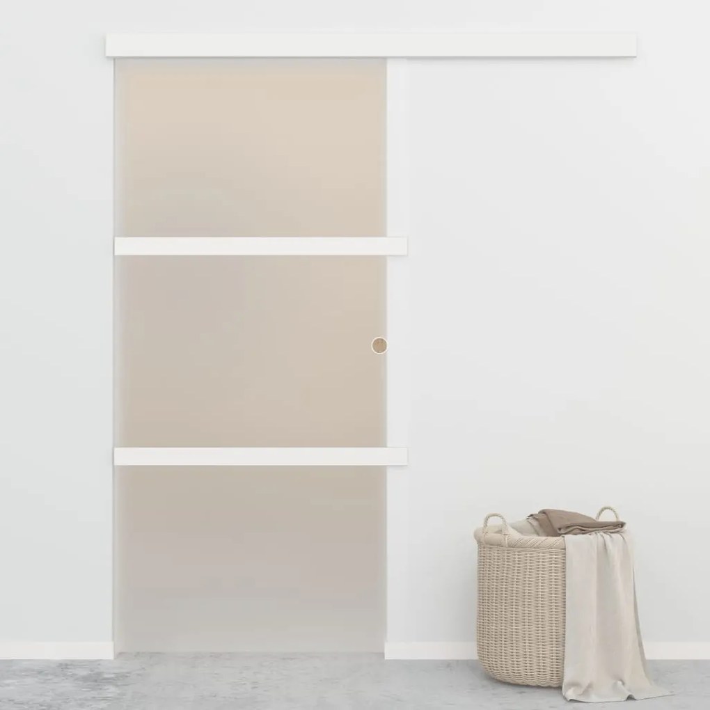ezüst ESG üveg és alumínium tolóajtó puha ütközőkkel 90x205 cm