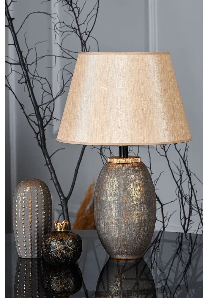 Szürke-bézs asztali lámpa textil búrával (magasság 46 cm) Yakamoz – Opviq lights