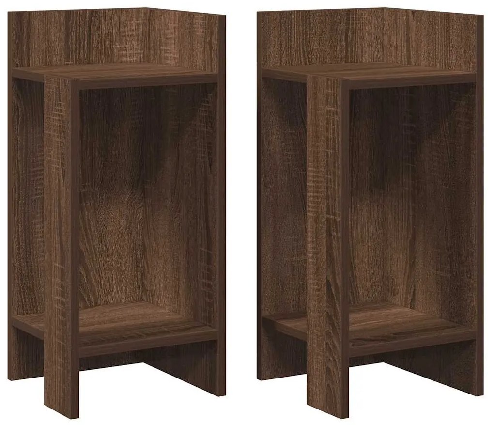 2 db barna tölgy színű kisasztal polccal 25,5 x 27 x 60 cm