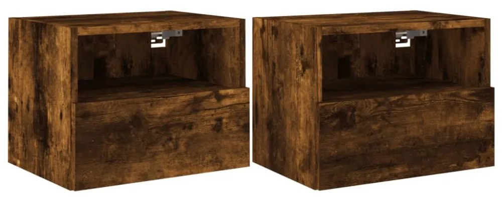 2 db füstös tölgy színű szerelt fa fali TV-szekrény 40x30x30 cm