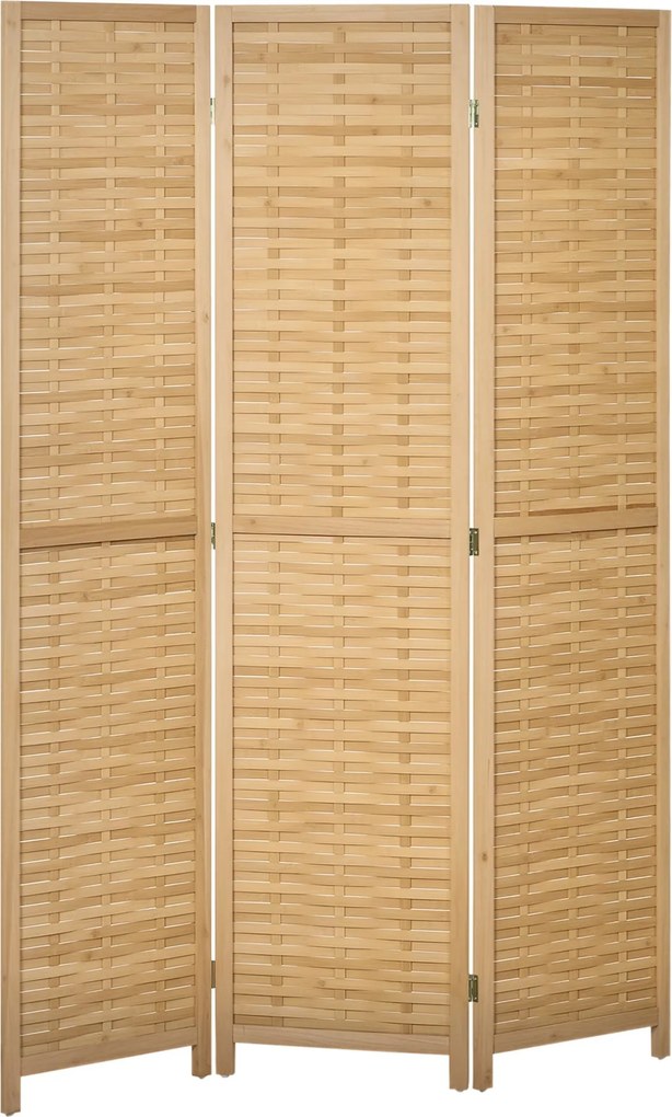 HOMCOM 3-panelos Paravent, 120 x 170 cm Szobai Elválasztó, Bambusz Partíció, Hajtható Magánéleti Képernyő, Szoba Elválasztó a Nappaliba és Hálószobába