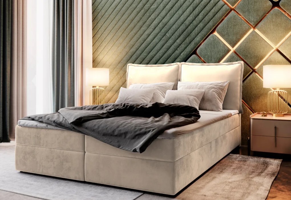 LINTO boxspring kárpitozott ágy, 180x200, monolith 02