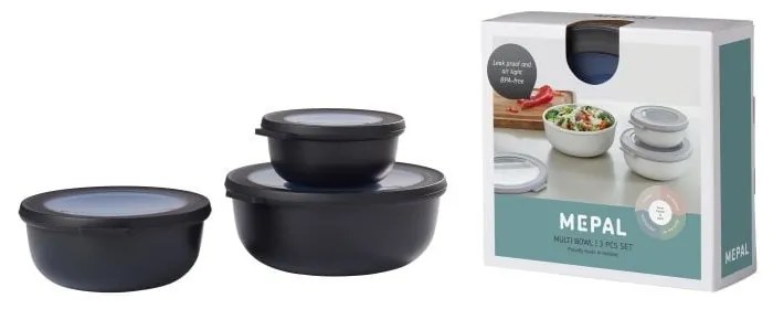 Élelmiszertartó doboz szett 3 db-os Nordic black – Mepal