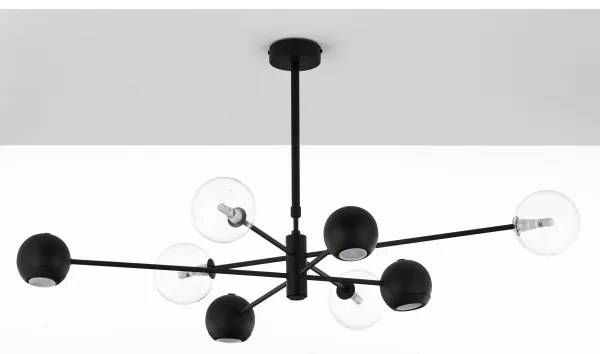 Jupiter 1996 - Csillár rúdon MOKA 4xGU10/10W/230V + 4xG9/10W/230V fekete/átlátszó