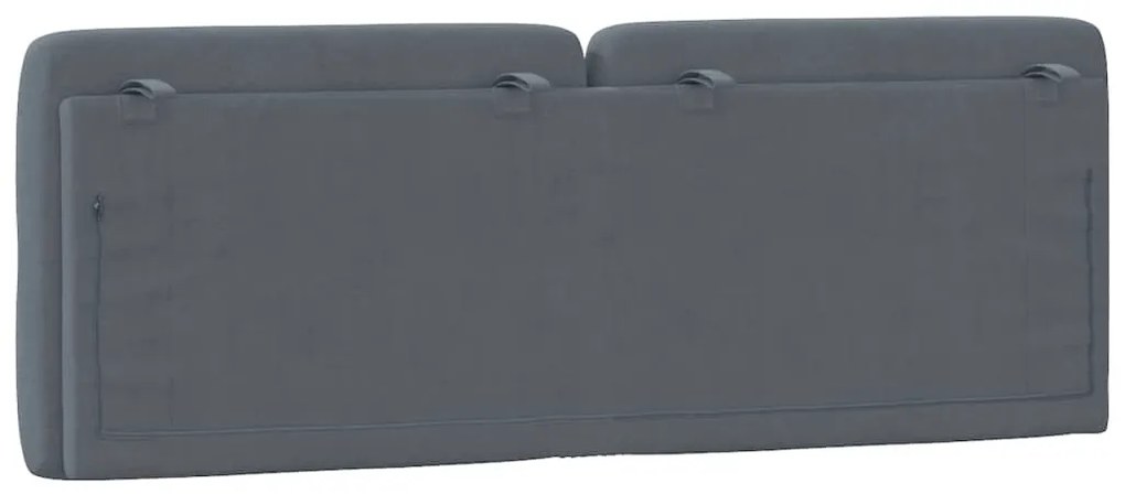 sötétszürke bársony fejtámla párna 140 cm