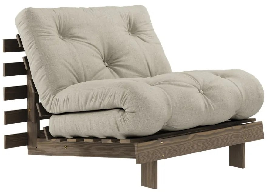 Szürkésbézs kinyitható len fotel Roots Carob – Karup Design