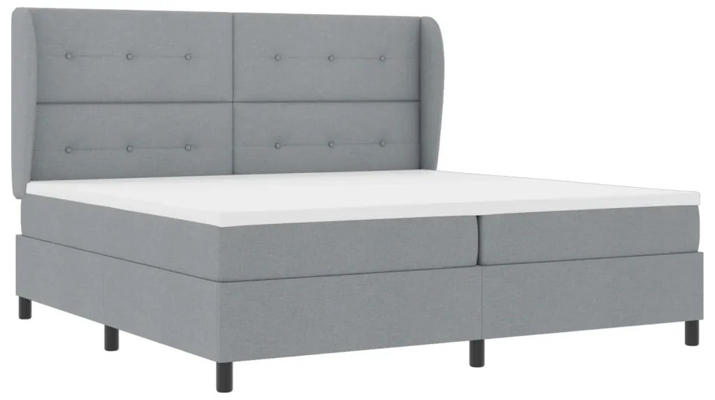 Boxspringágy Mattal - Világosszürke, 200x200 cm, Szövet