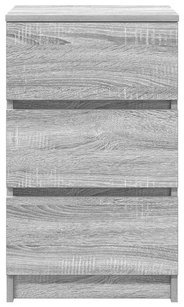 2 db szürke sonoma színű éjjeliszekrények 3 fiókkal 39x35x65 cm