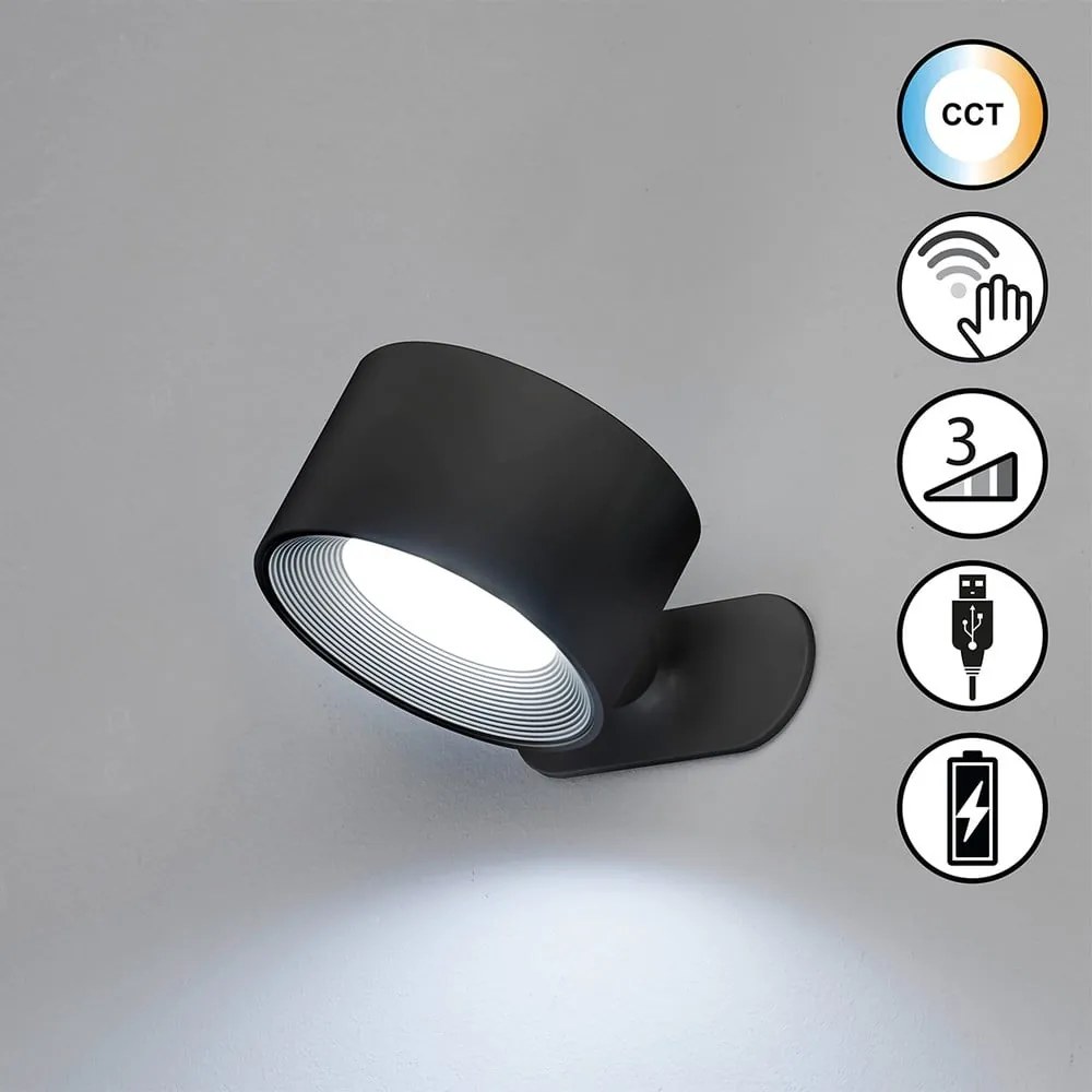 Fekete LED fali lámpa Magnetics – Fischer & Honsel