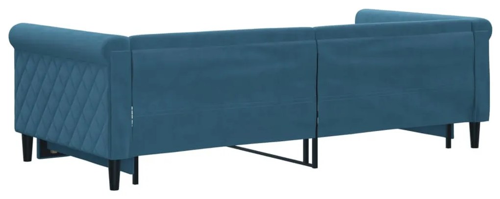 kék kihúzható szövet heverő 90 x 200 cm