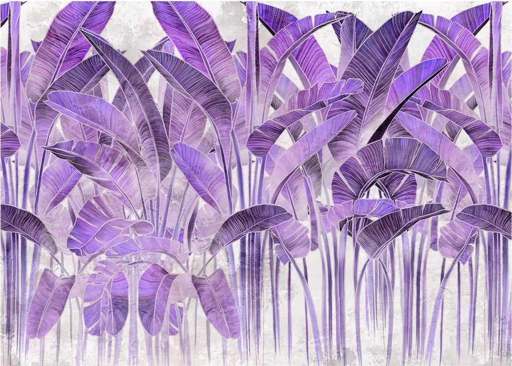 Kép - Lila levelek vakolatban (70x50 cm)