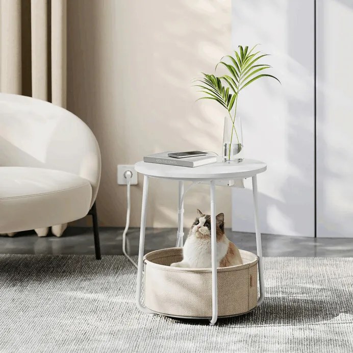 Lerakóasztal 45x45x50 cm, MDF, fehér, AKF-E1028 WT