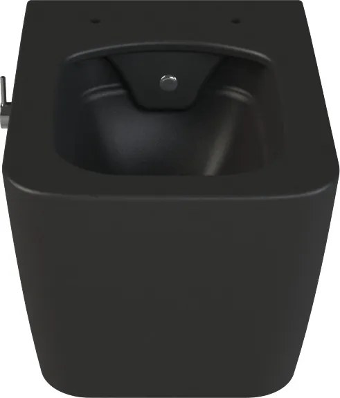 CeraStyle HERA fali WC - MATT FEKETE - BEÉPÍTETT bidé funkcióval - perem nélküli - 52 cm