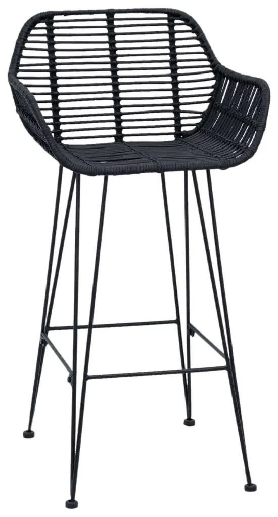 Bárszék 2 pcs Fekete 55 x 52 x 92 cm Rattan és Vas