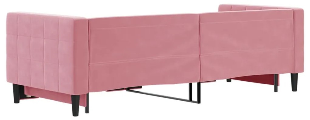 rózsaszín kihúzható bársony heverő 80 x 200 cm