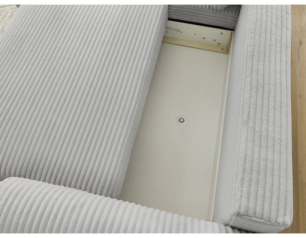 Világosszürke kordbársony kinyitható sarokkanapé (bal oldali) Lucien – Bobochic Paris