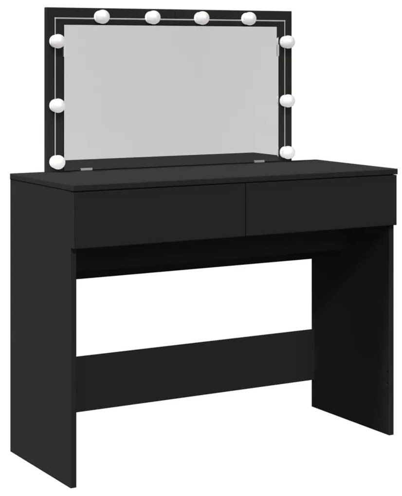 fekete LED-es fésülködőasztal 100 x 40 x 120 cm