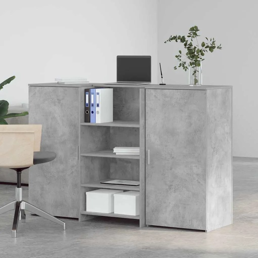 recepciós pult betonszürke 155x50x103,5 cm szerelt fa