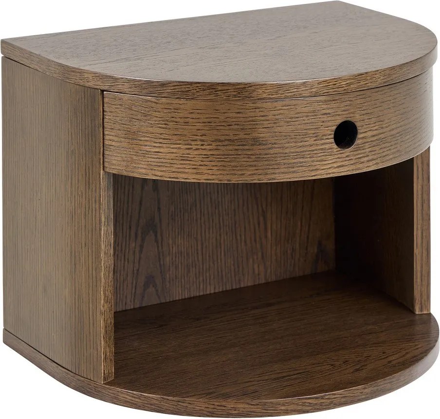 Sötét natúr színű éjjeliszekrény tölgyfa dekorral Paron – Actona