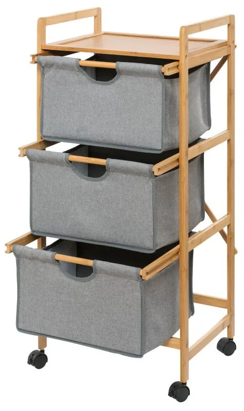 Szürke-barna bambusz fürdőszobai polcos állvány 44x96 cm Bahari – Wenko