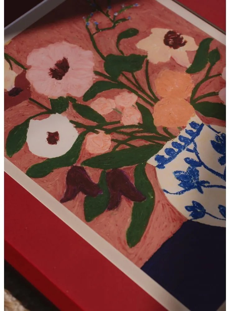Poszter 30x40 cm Flowers on Blue Table – Carla Llanos – The Poster Club
