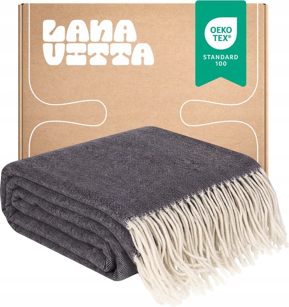 Steppe Gyapjú Takaró 100% Ausztrál Gyapjú Merinó Sötétszürke 140х200 cm