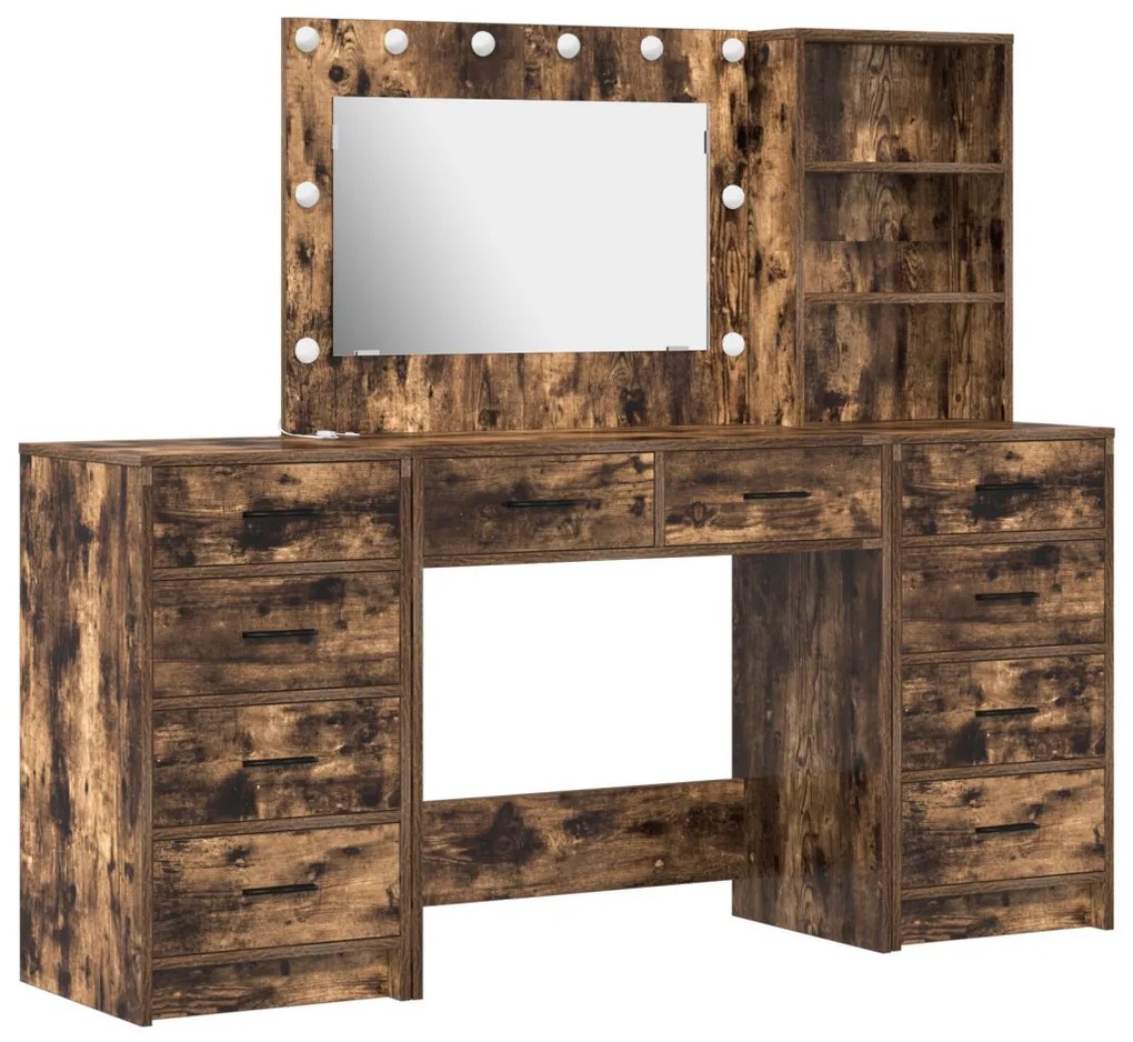 Öltözködőasztal fiókkal 3 pcs Barna 40 x 41 x 135 cm Faanyag