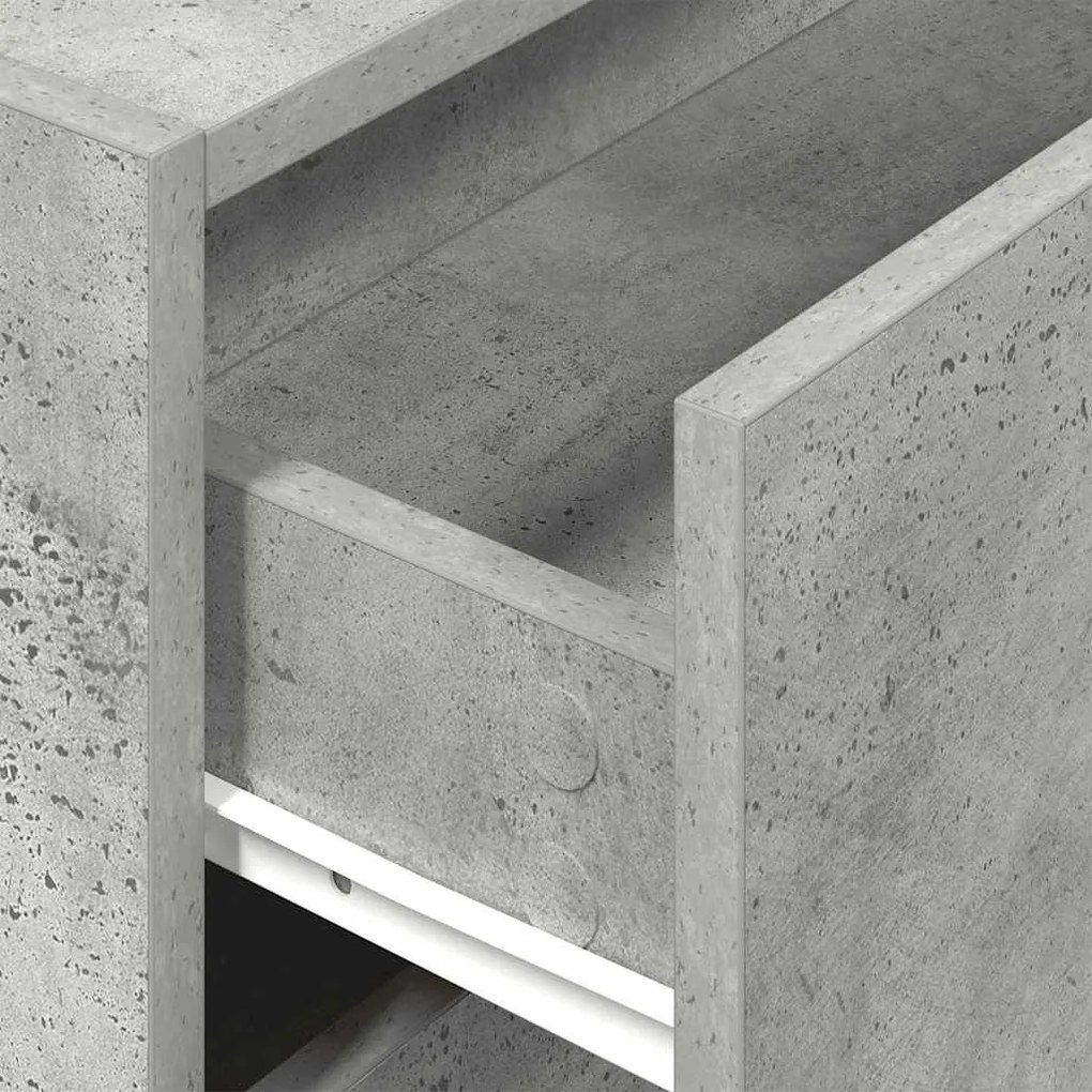 betonszürke szerelt fa szekrény 2 fiókkal 60 x 31 x 40 cm