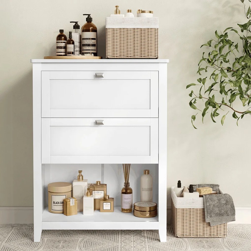 Fürdőszobai szekrény 60 × 30 × 80 cm MDF fehér AUK-E1054 WT