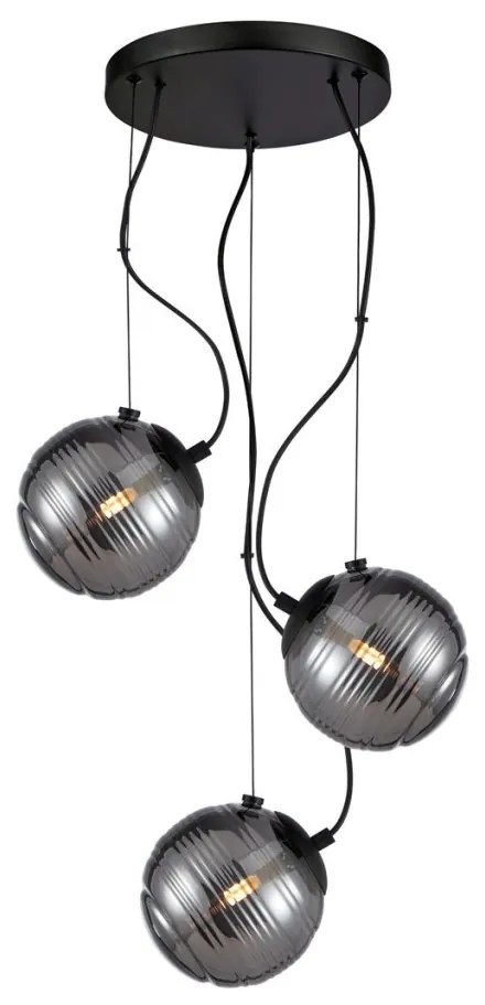 ITALUX PND-92389-3A-BK PERONA Modern Függesztett Lámpa Matt Fekete, Grafit G9 IP20
