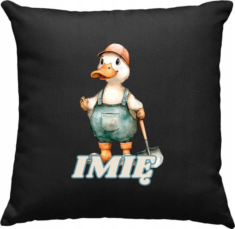 Gyerek párna Kacsa Építés +Név Fekete