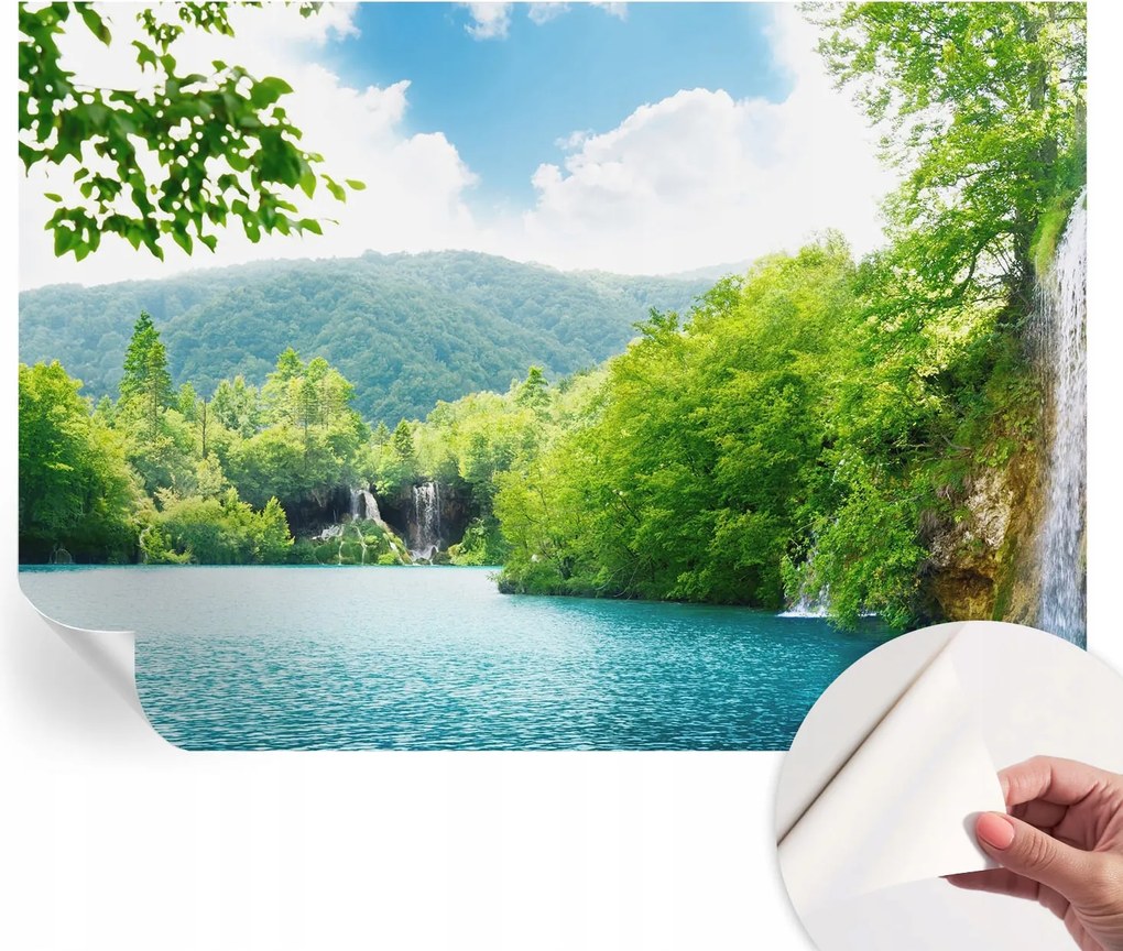 Öntapadós tapéta Fali furnér 3D hatás Természetes vízesés 208x146 cm