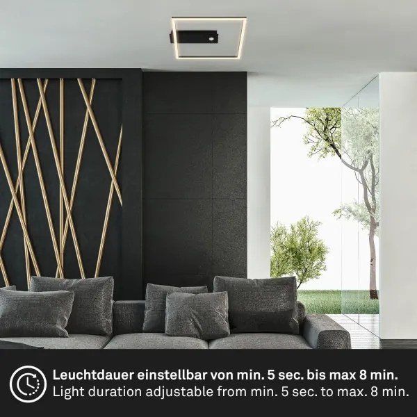 Briloner 3770-015 -LED Mennyezeti lámpa érzékelővel FRAME LED/14W/230V 3000K 32x30 cm fekete