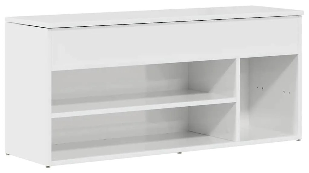 magasfényű fehér szerelt fa cipőpolc 102x30,5x45 cm