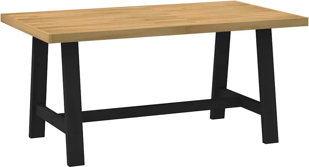 vidaXL Étkezőasztal NOAIN A alakú lábak 160x90x75 cm tömör fa fenyőfa