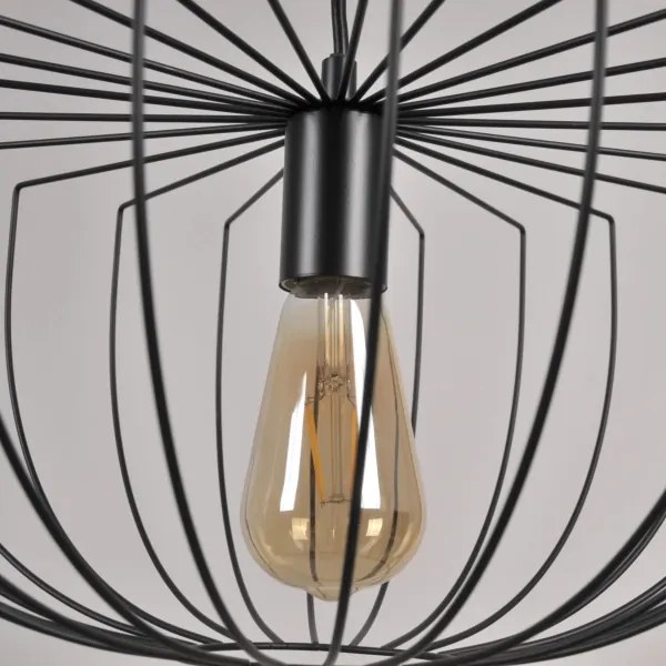 Csillár zsinóron JASMINA 1xE27/20W/230V átm. 40 cm fekete