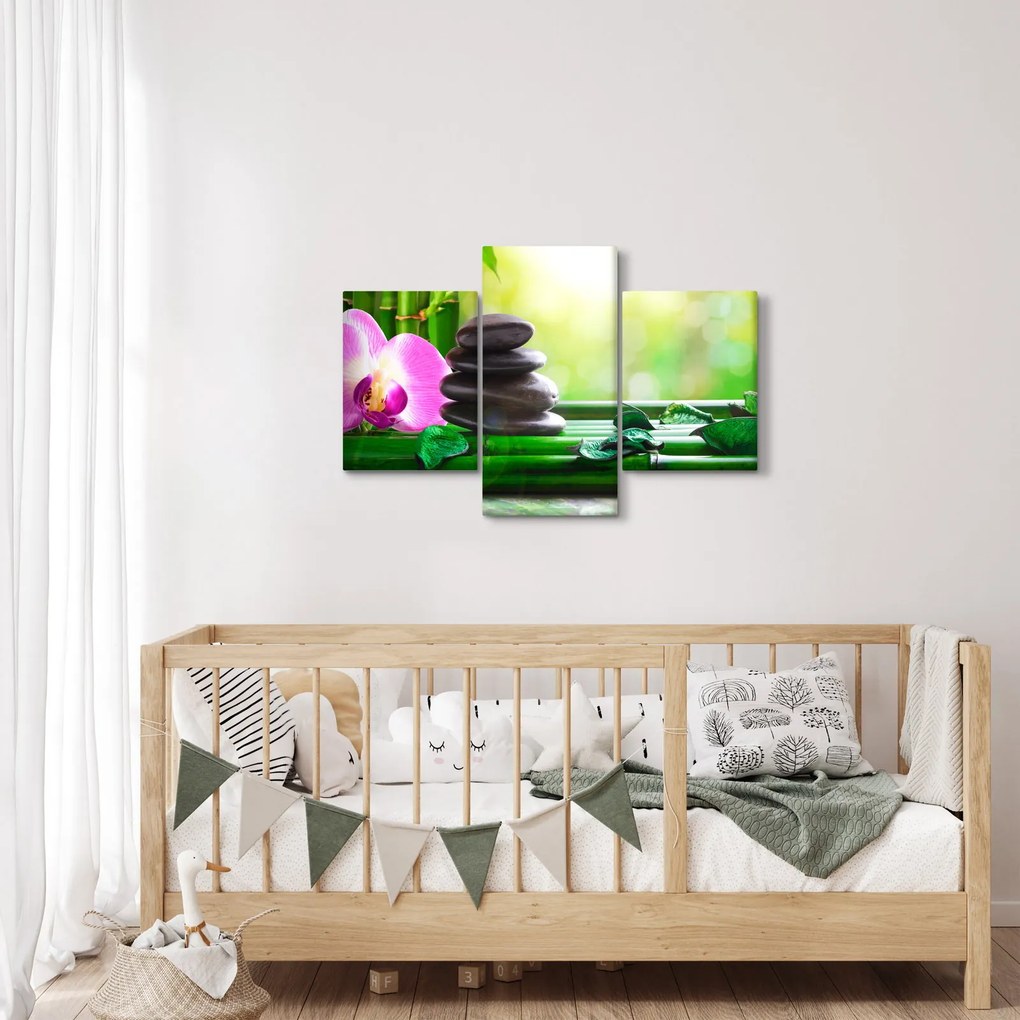 Kép a masszázs kövek és orchideák a vízen (90x60 cm)