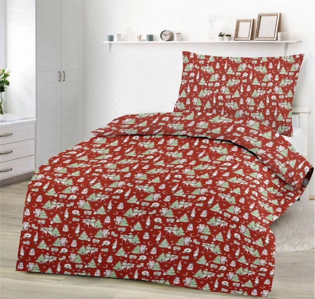 Pamut  Karácsonyi Santa Claus ágyneműhuzat TiaHome - 1x Párna 90x70cm, 1x Paplan 140x200cm