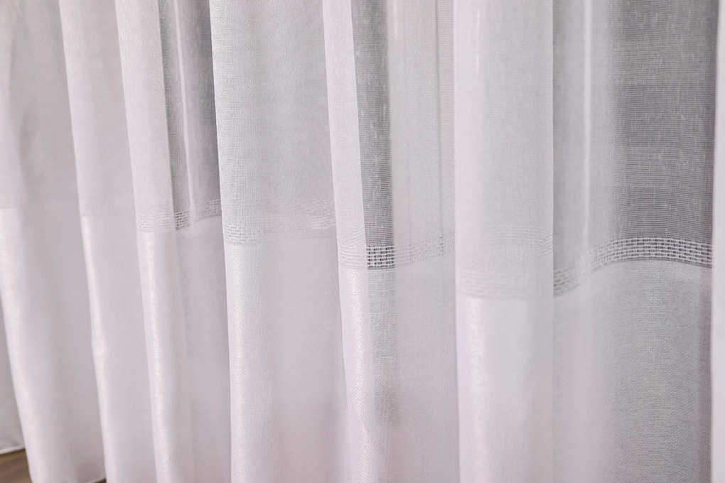Függöny méteráru Napellenző Háló hímzéssel az alján Fehér magasság: 300 cm