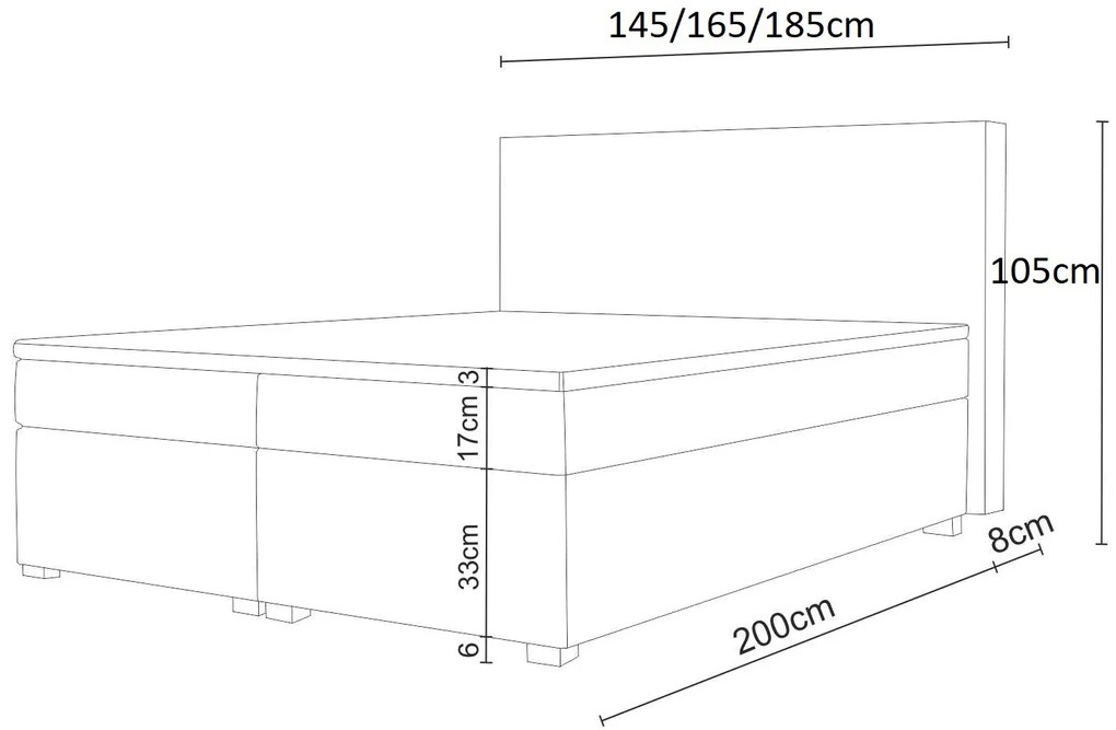 Franciaágy Boxspring 140 cm Simon (sötétbarna) (matraccal, tárolóhely nélkül). 1047330