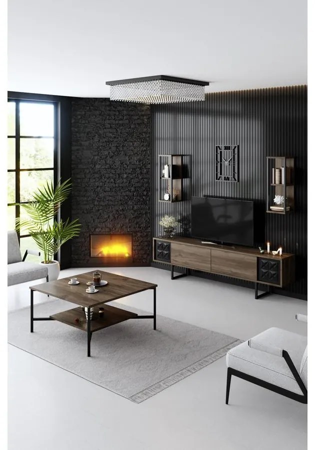TV szekrény Black Line - Walnut, Black